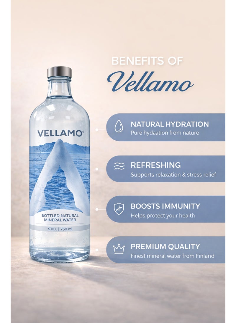 Vellamo Still Natural Mineral Water 750ml in Premium Glass Bottle - Image 5